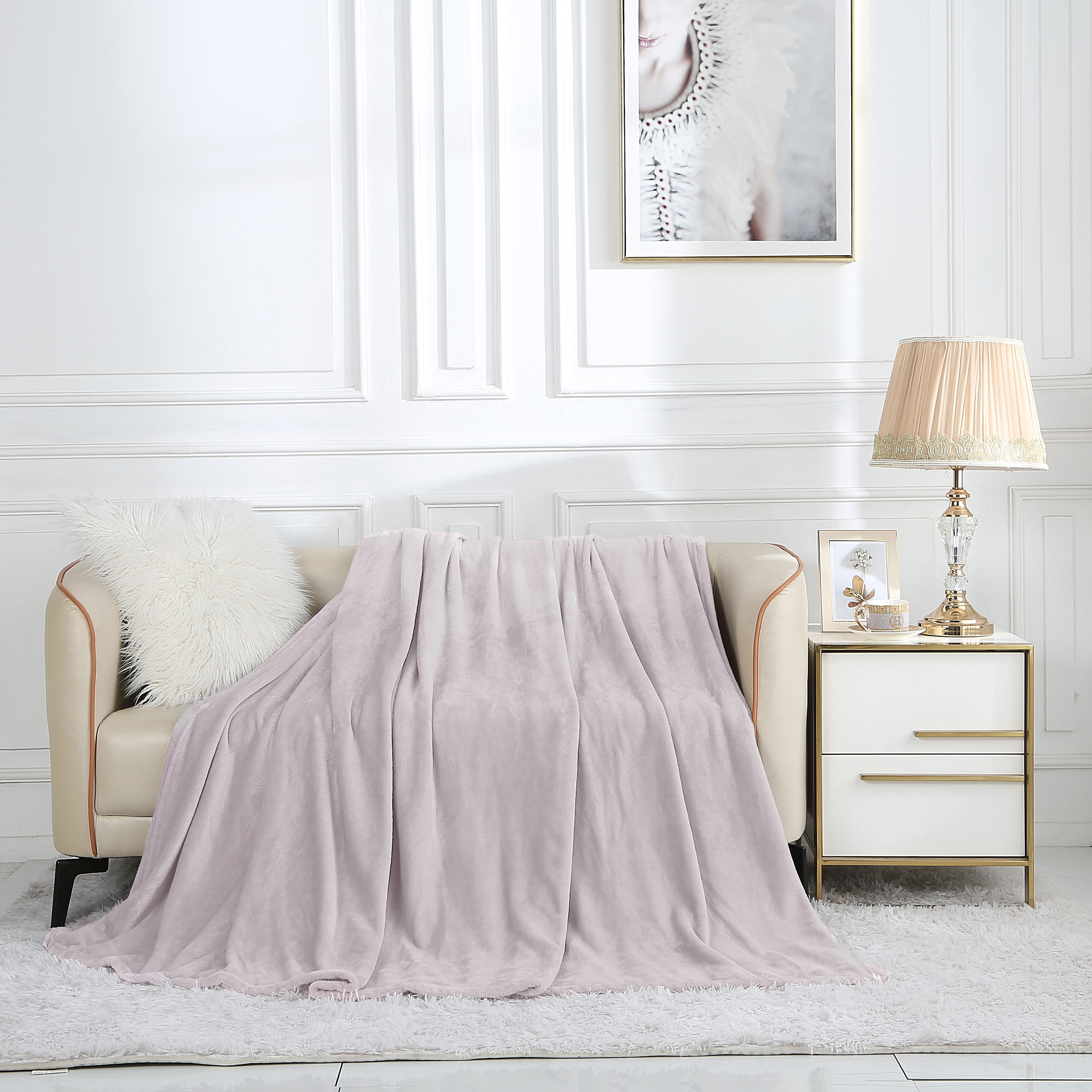 

Плед 1.5 спальный Cleo Virginia 150х200 плюшевый велсофт в атласной ленте, 150/005-ODN/LA, Virginia