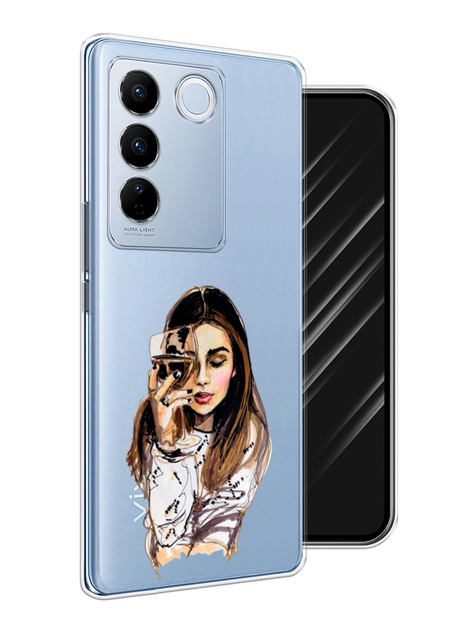 

Чехол Awog на Vivo V27/V27 Pro "Девушка с бокалом", Бежевый;коричневый;белый, 268450-7