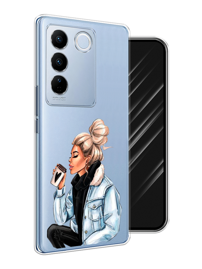 

Чехол Awog на Vivo V27/V27 Pro "Cute girl", Бежевый;черный;голубой, 268450-7