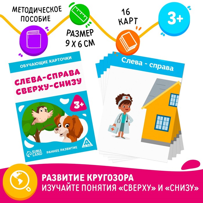 

Обучающие карточки Слева-справа, сверху-снизу, 3+