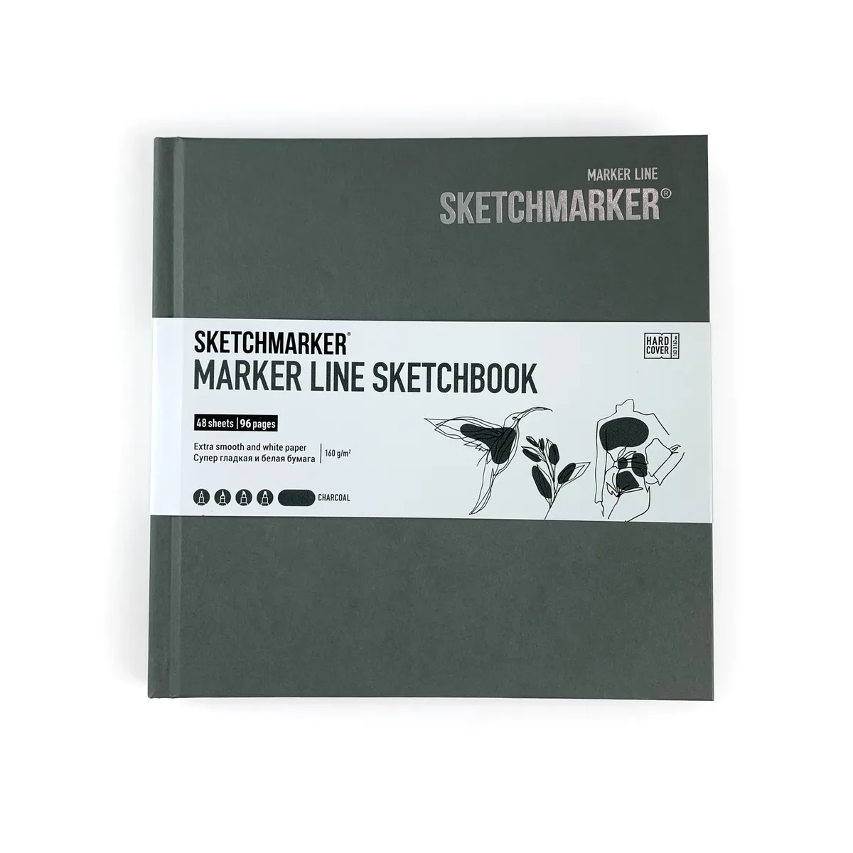 

Скетчбук SKETCHMARKER MARKER LINE 160г/м.кв 163х163мм 48л твердая обложка цвет угольный