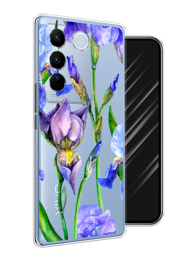 

Чехол Awog на Vivo V27/V27 Pro "Синие ирисы", Фиолетовый;голубой;зеленый, 268450-8