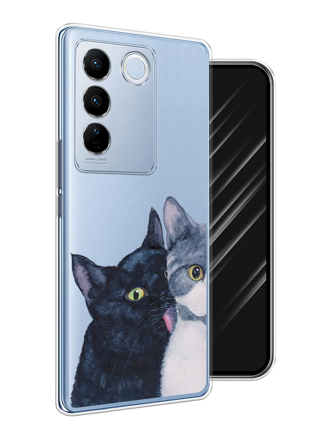 

Чехол Awog на Vivo V27/V27 Pro "Кошачья любовь", Синий, 268450-1