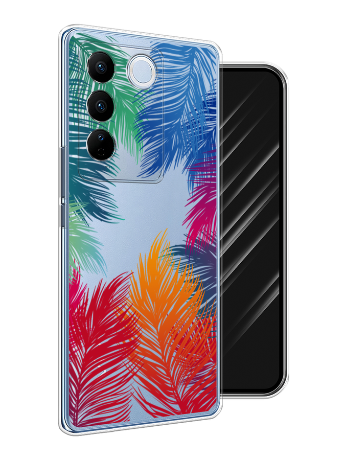 

Чехол Awog на Vivo V27/V27 Pro "Рамка из перьев", Красный, 268450-4