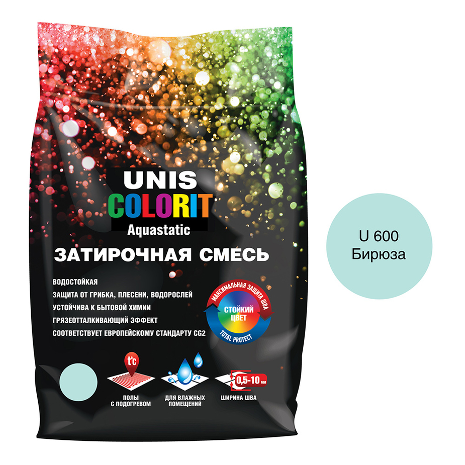 фото Затирка unis colorit бирюза u 600 2 кг