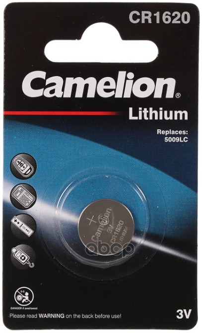 Батарейка Литиевая Camelion Lithium Таблетка 3v Упаковка 1 Шт. Cr1620-Bp1 Camelion арт. CR батарейка cr2032 3v таблетка пульт сигнализации ключ блистер 1шт lithium camelion 1шт