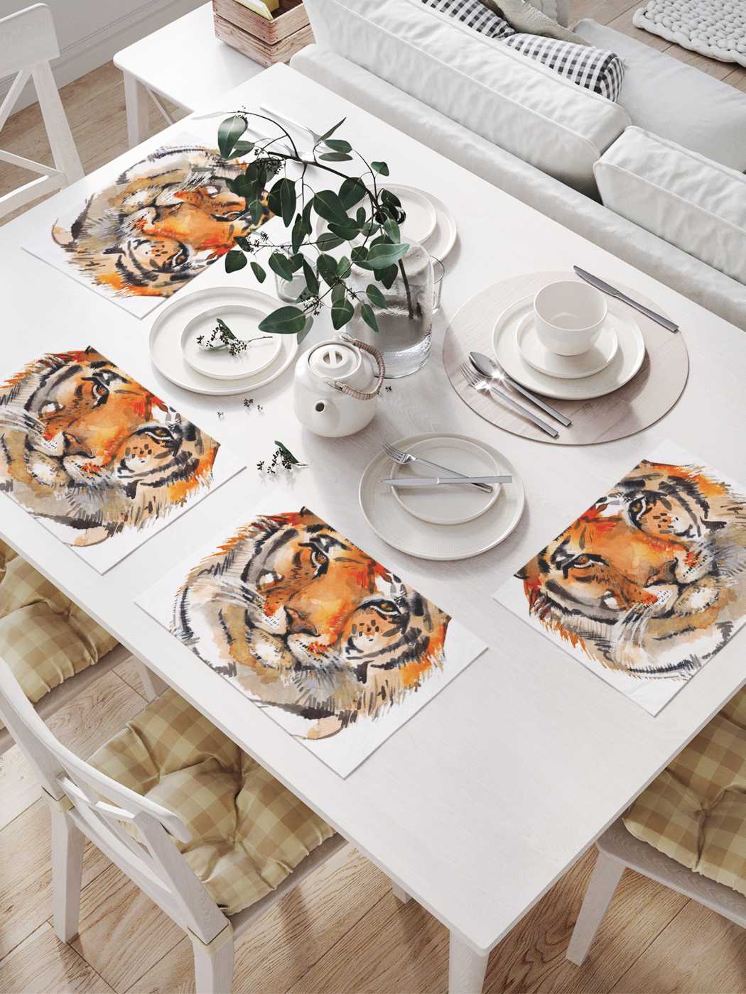 

Комплект салфеток JoyArty "Портрет тигра" для сервировки стола 32х46 см, 4 шт., Оранжевый