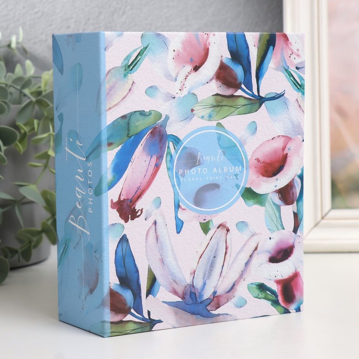 

Фотоальбом на 100 фото 10х15 см, пластик. листы flora art Колокольчики, Розовый