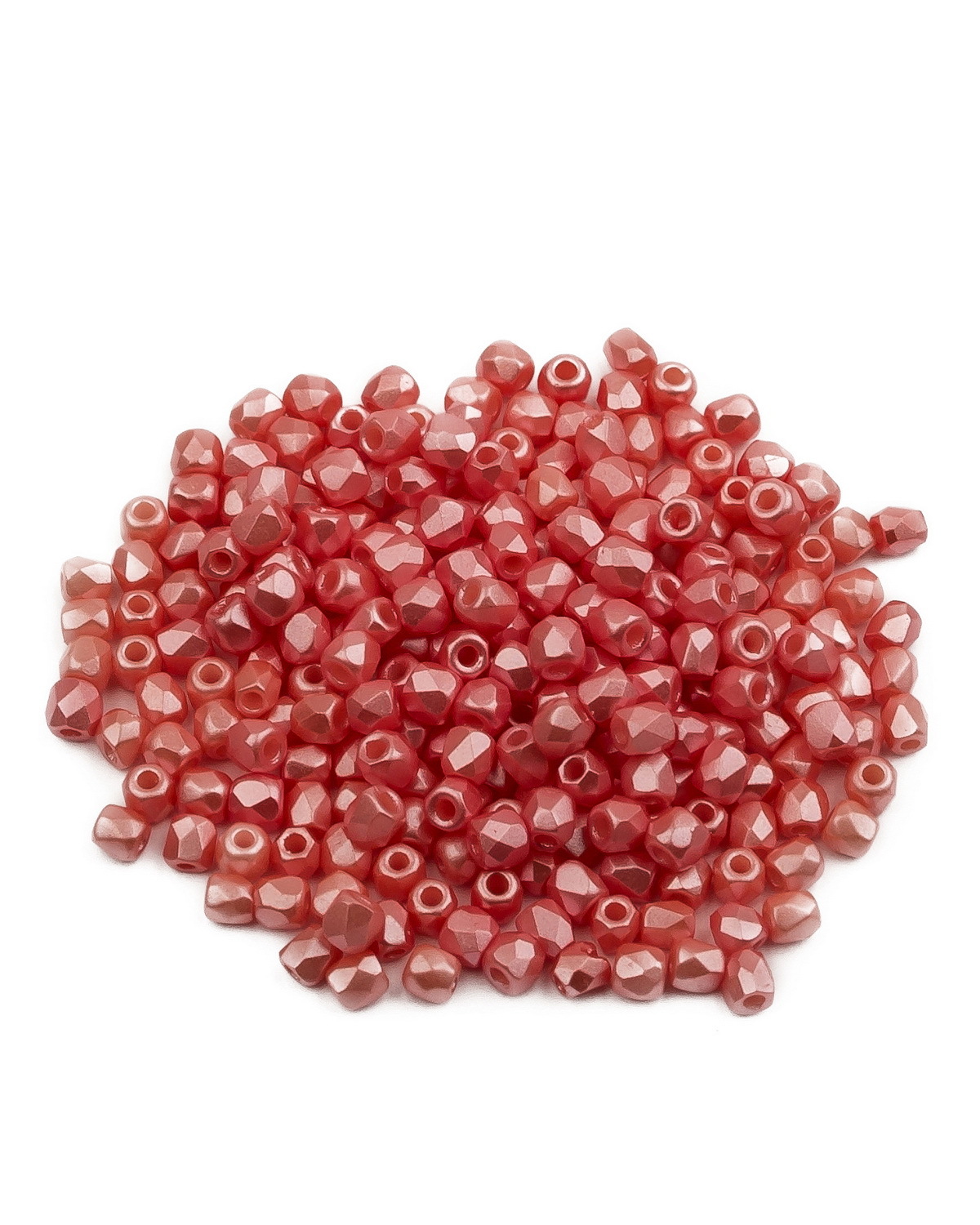 

Стеклянные чешские бусины ганеные круг 2 мм Alabaster Pastel Lt.Coral 250шт, Красный, FP-2