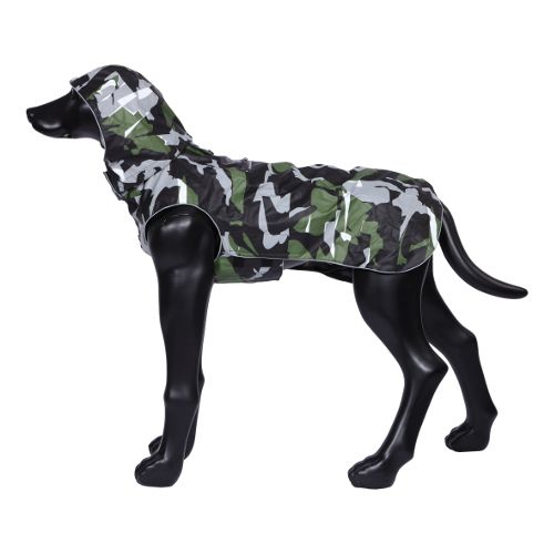 фото Дождевик для собак rukka камуфляж, унисекс, хаки, длина спины 65 см