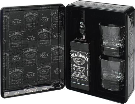 фото Виски jack daniels №7 tennessee в подарочной упаковке + 2 стакана в подарок jack daniel's