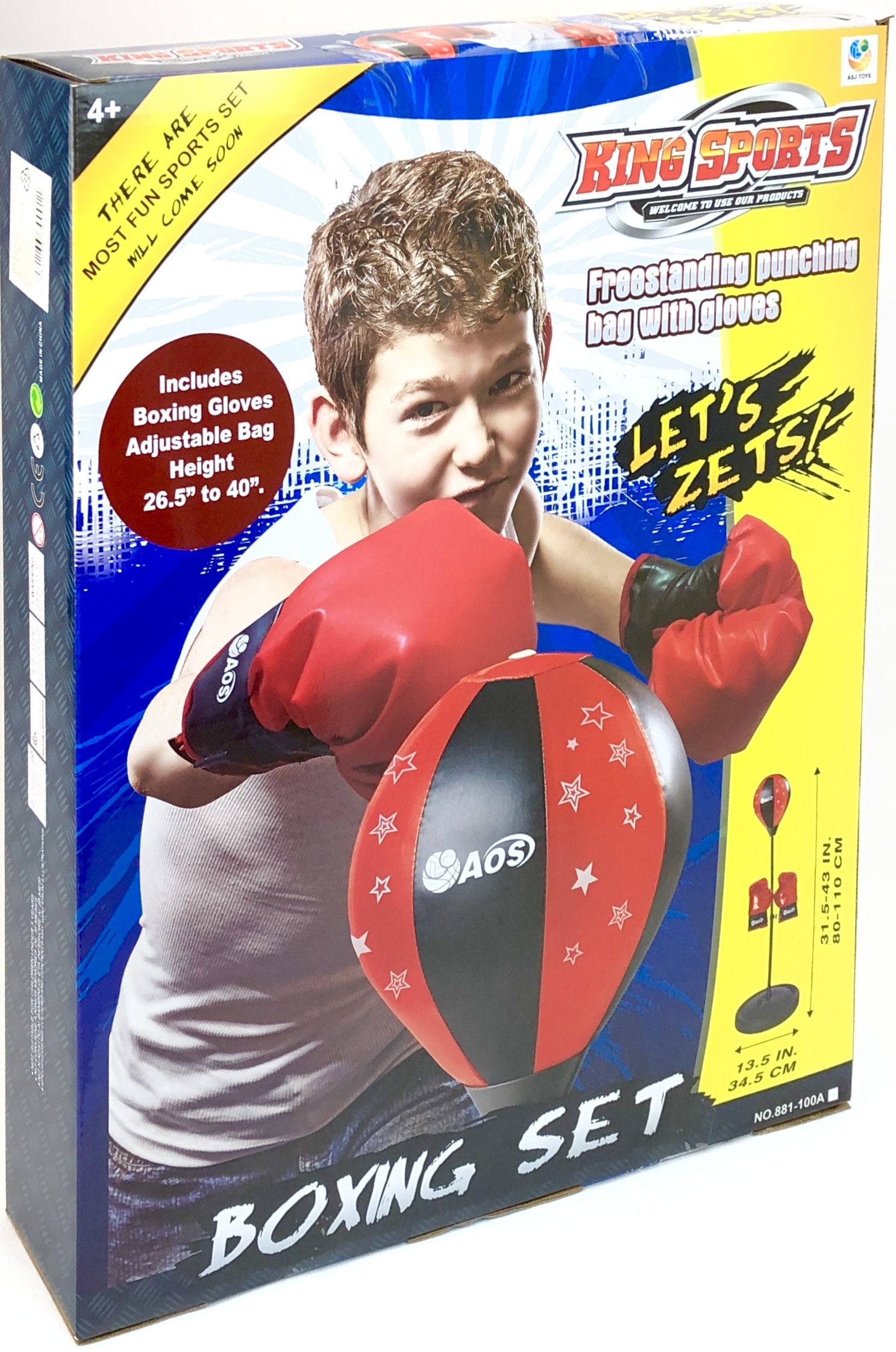 Детский боксерский набор со стойкой и перчатками, King Sports, высота 80-110 см