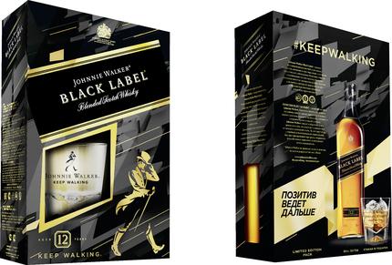 фото Виски johnnie walker black label подарочная упаковка + стакан