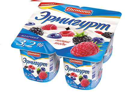 

Йогуртный продукт Эрмигурт лесные ягоды 3,2% 115 г 4 шт бзмж