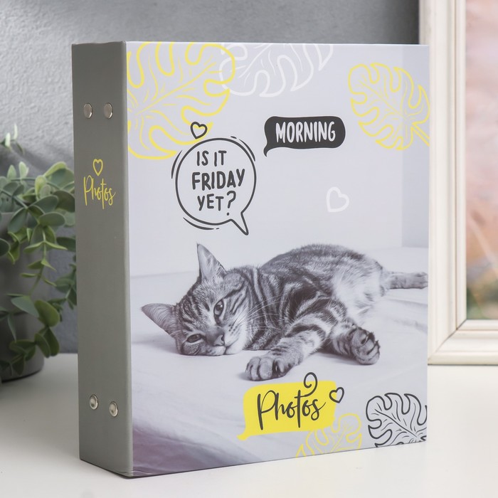 

Фотоальбом на 200 фото 10х15 см, пластик. листы fluffy pets Муррр, Серый