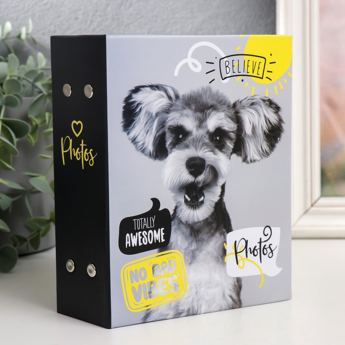 

Фотоальбом на 100 фото 10х15 см, пластик. листы fluffy pets Гав, Серый