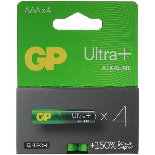 

Батарейка GP AAA (LR03) 4 шт. 24AUPA21-2CRSB4 40/320, Ultra+G-TECH