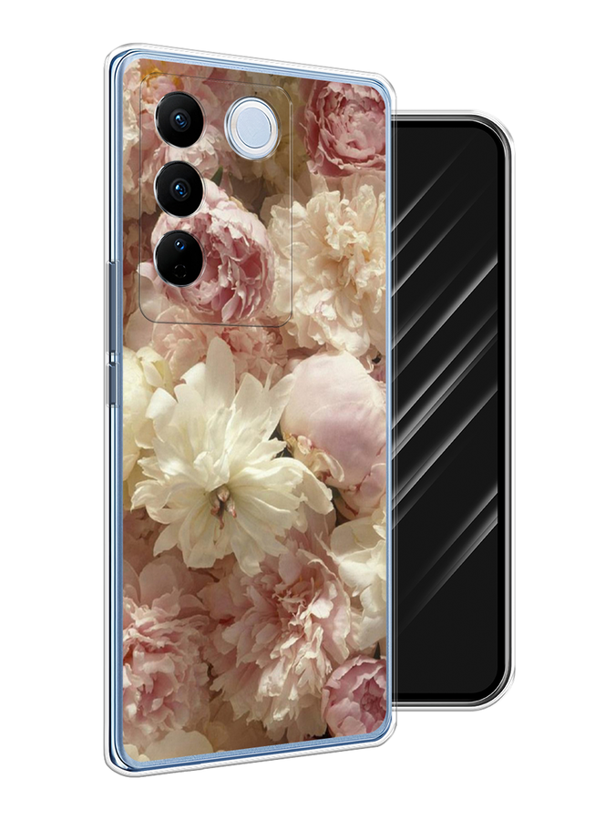 

Чехол Awog на Vivo V27/V27 Pro "Пионы светлые", Бежевый;коричневый, 268550-8