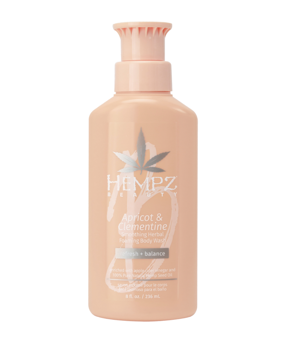 фото Гель для душа hempz apricot & clementine smoothing herbal foaming body wash, 236 мл