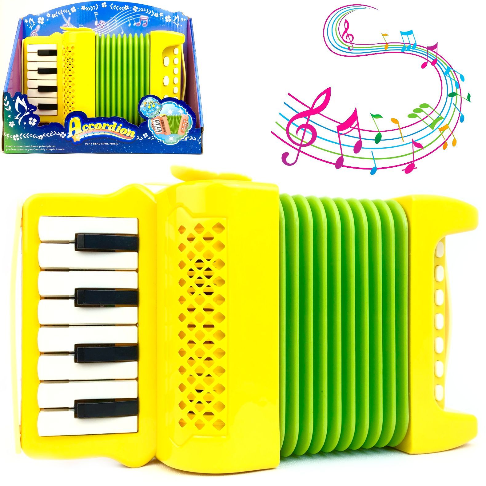 фото Детский музыкальный инструмент baby toys аккордеон, более 30 мелодий, гармонь, 23х13х6 см