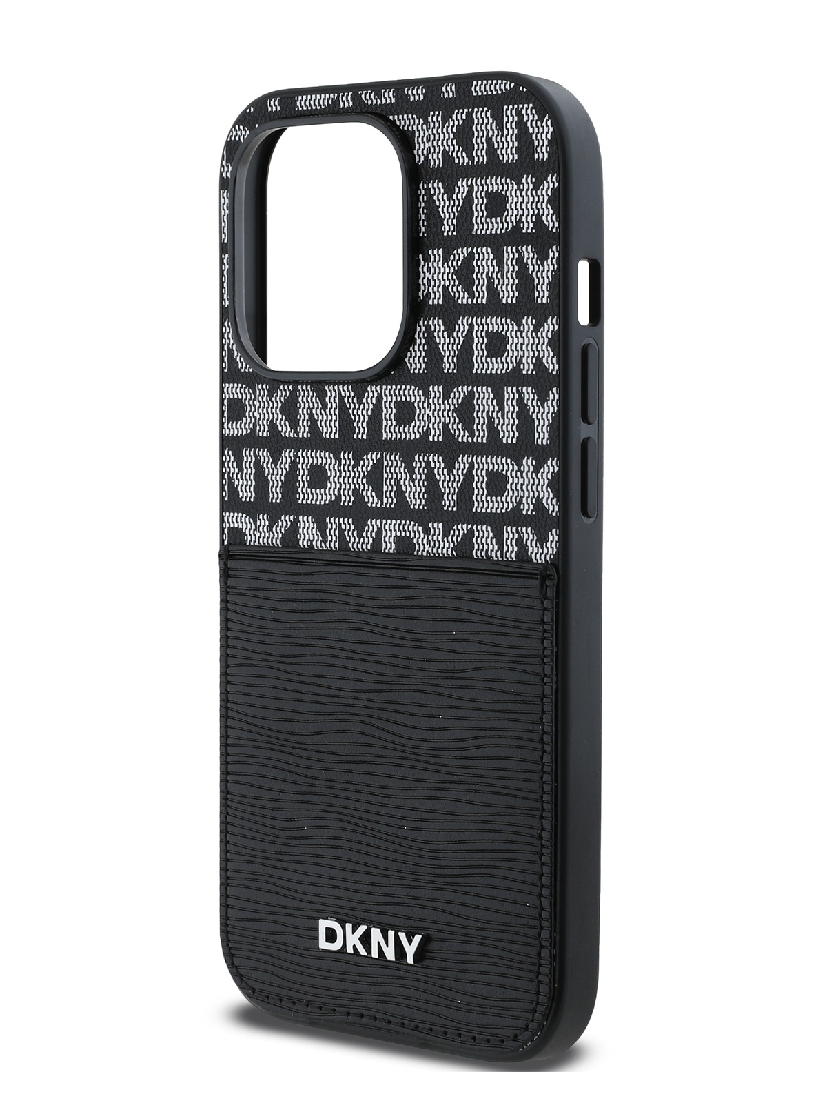 

Чехол DKNY для iPhone 14 Pro из экокожи c карманом для карт, черный