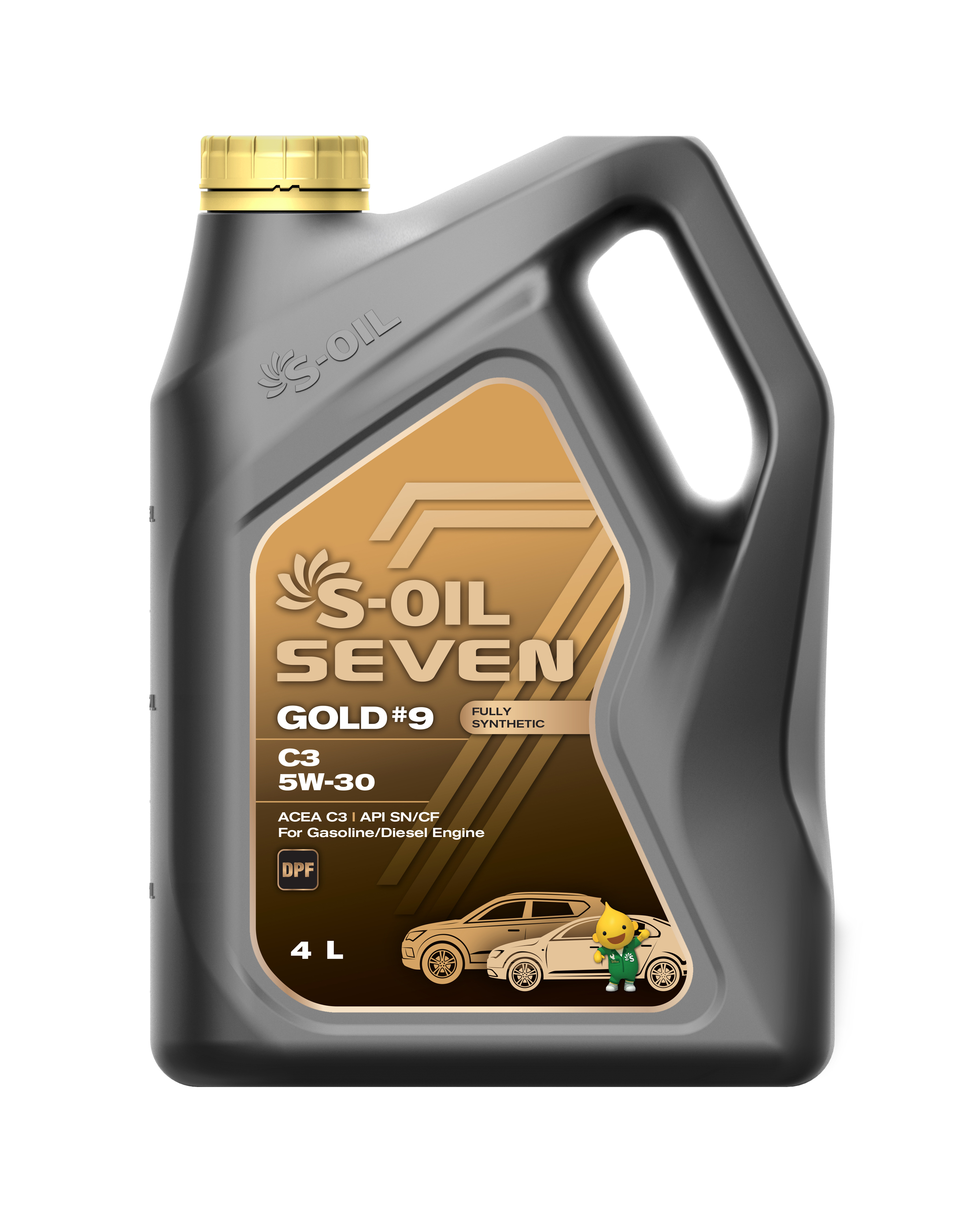 Моторное масло S-OIL 7 GOLD #9 C3 5W30 (4л), синтетика (1/4)