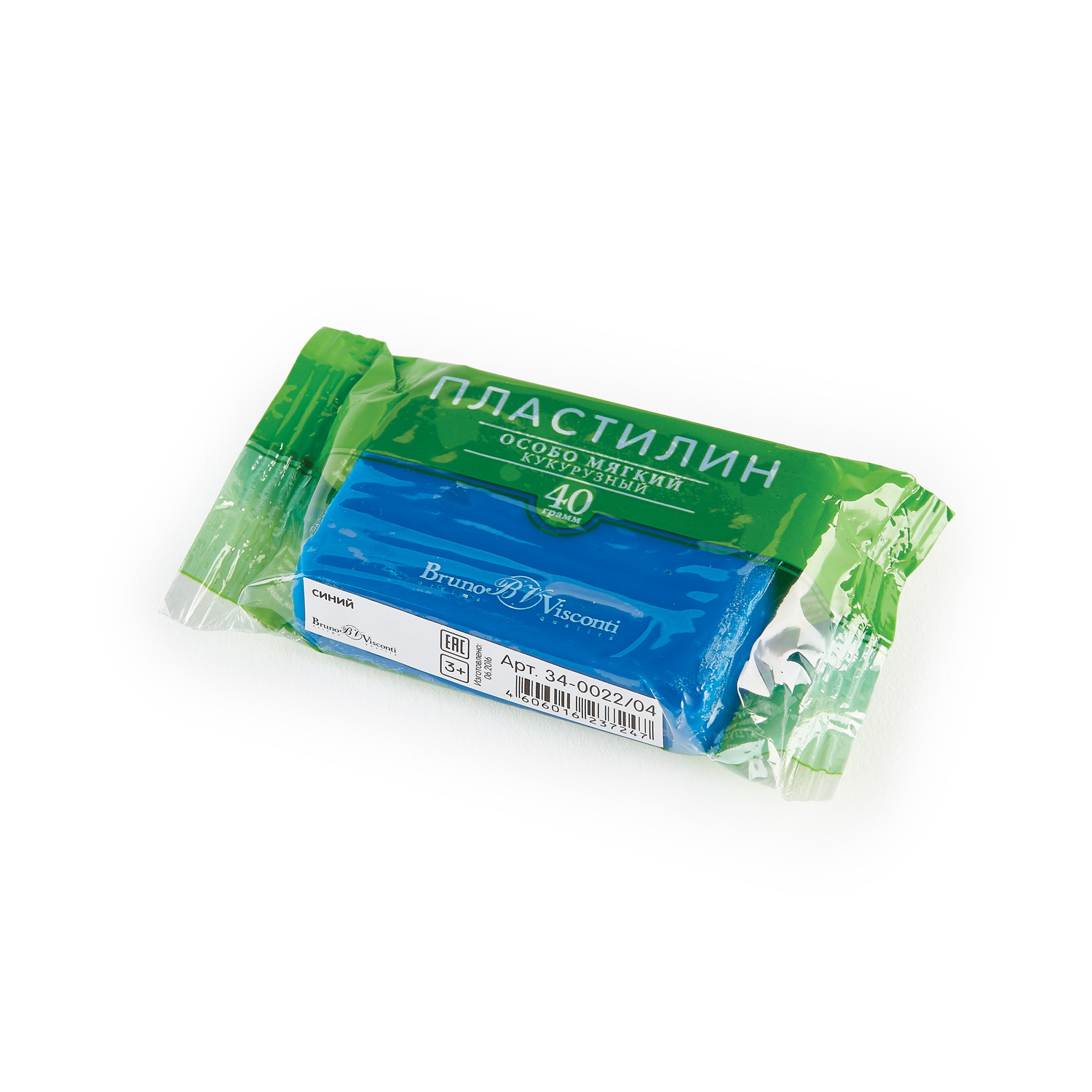 Пластилин особо мягкий, кукурузный, синий (40 грамм) Bruno Visconti 34-0022/04