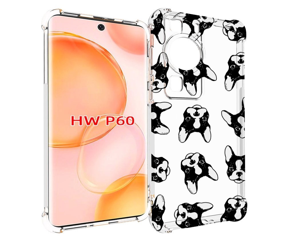 

Чехол MyPads черно белые собачки для Huawei P60, Tocco