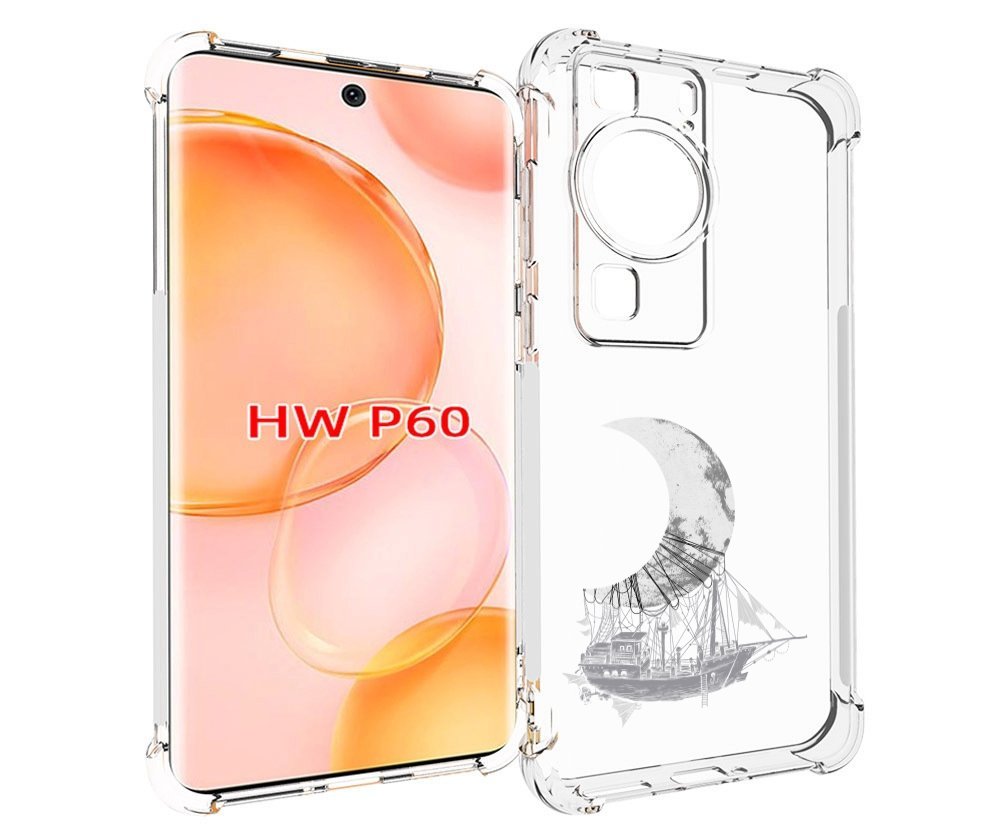 

Чехол MyPads черно белый корабль полумесяц для Huawei P60, Tocco
