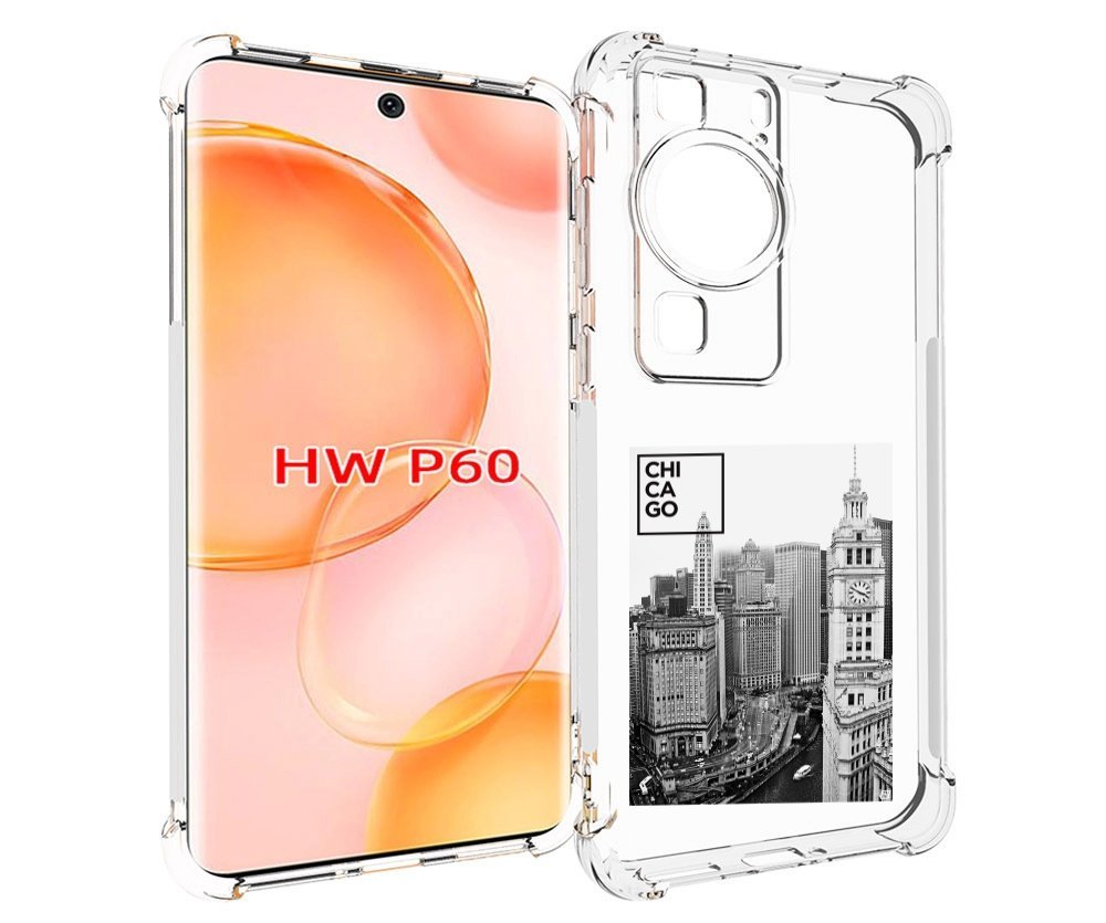 Чехол MyPads черно белый чикаго для Huawei P60