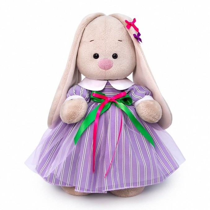 фото Мягкая игрушка зайка ми, в полосатом платье, 25 см budi basa sts-406