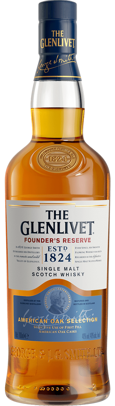 Подарочный набо виски Glenlivet Founder`s Reserve 40% 0,7 л + 2 стакана