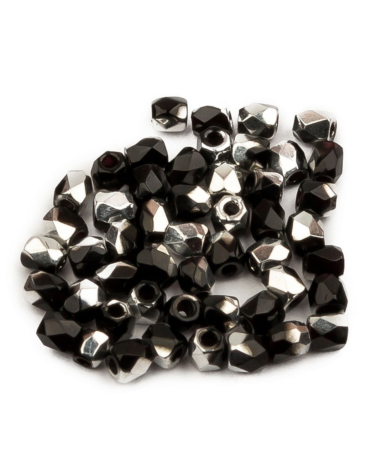 

Стеклянные чешские бусины Fire polished beads ганеные круглые 2 мм Jet Labrador 50шт, Черный, FP-2