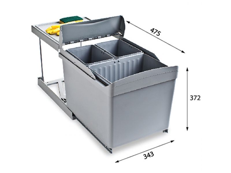Система сортировки мусора ALBIO 30 1X16 L+2X7,5 L ALVEUS