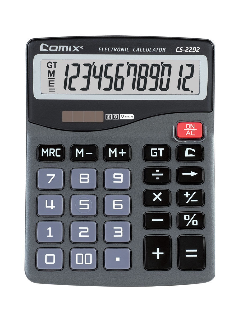 фото Калькулятор 12-разрядный 158х120мм comix, серый