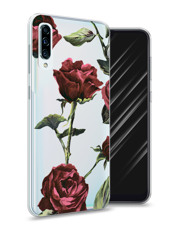 

Чехол Awog на Samsung Galaxy A50 "Бордовые розы фон", Красный, 27750-8