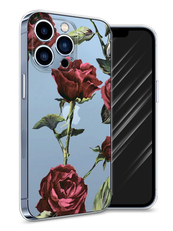 

Чехол Awog на Apple iPhone 13 Pro / Айфон 13 Pro "Бордовые розы фон", Красный, 14350-8