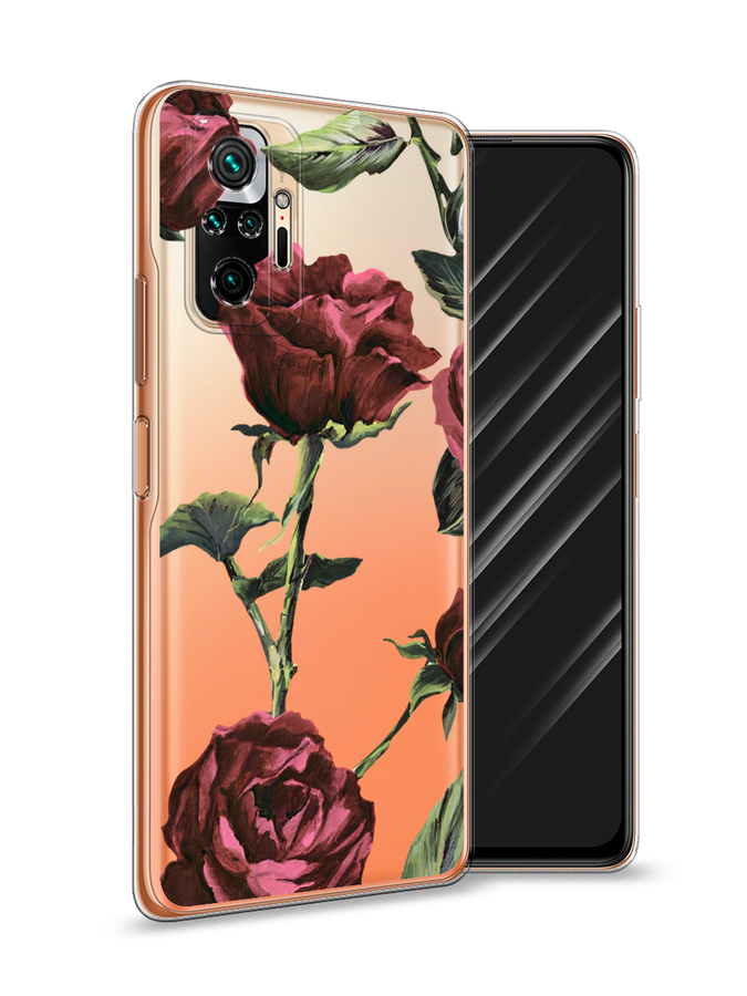 

Чехол Awog на Xiaomi Redmi Note 10 Pro "Бордовые розы фон", Красный, 310050-8