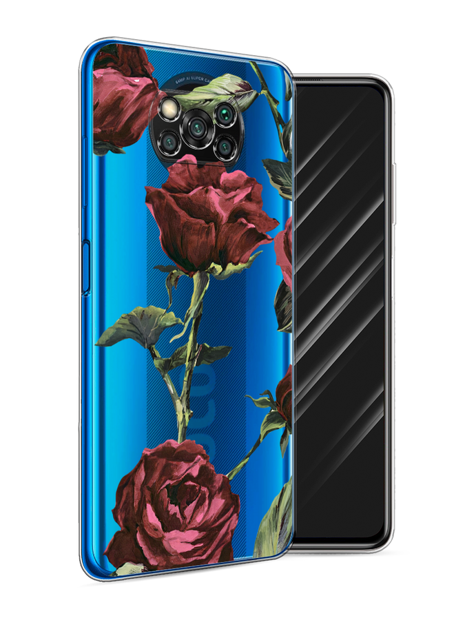 

Чехол Awog на Poco X3 NFC "Бордовые розы фон", Красный, 39250-8