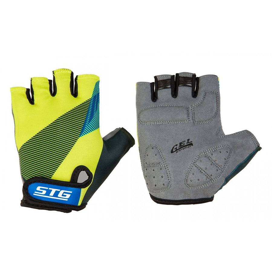 Велосипедные перчатки STG 910 черный/салатовый/синий