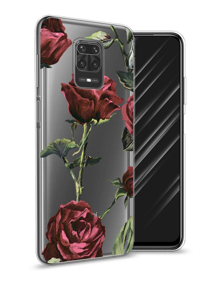 

Чехол Awog на Xiaomi Redmi Note 9S "Бордовые розы фон", Красный, 37950-8