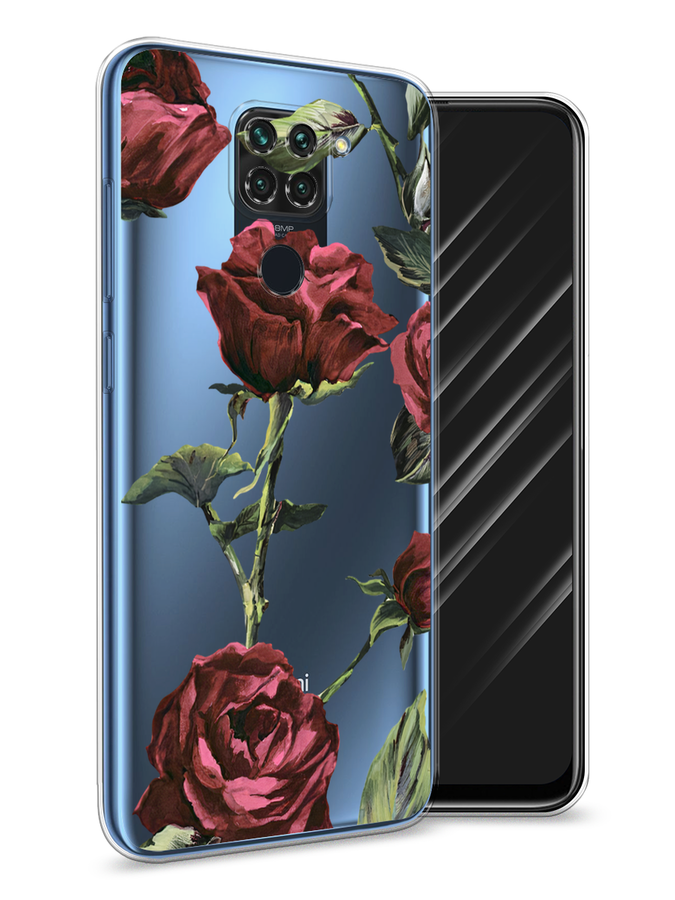 

Чехол Awog на Xiaomi Redmi Note 9 "Бордовые розы фон", Красный, 38150-8