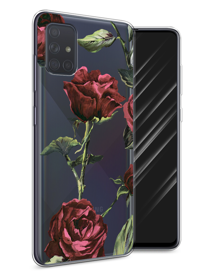 

Чехол Awog на Samsung Galaxy A71 "Бордовые розы фон", Красный, 29050-8