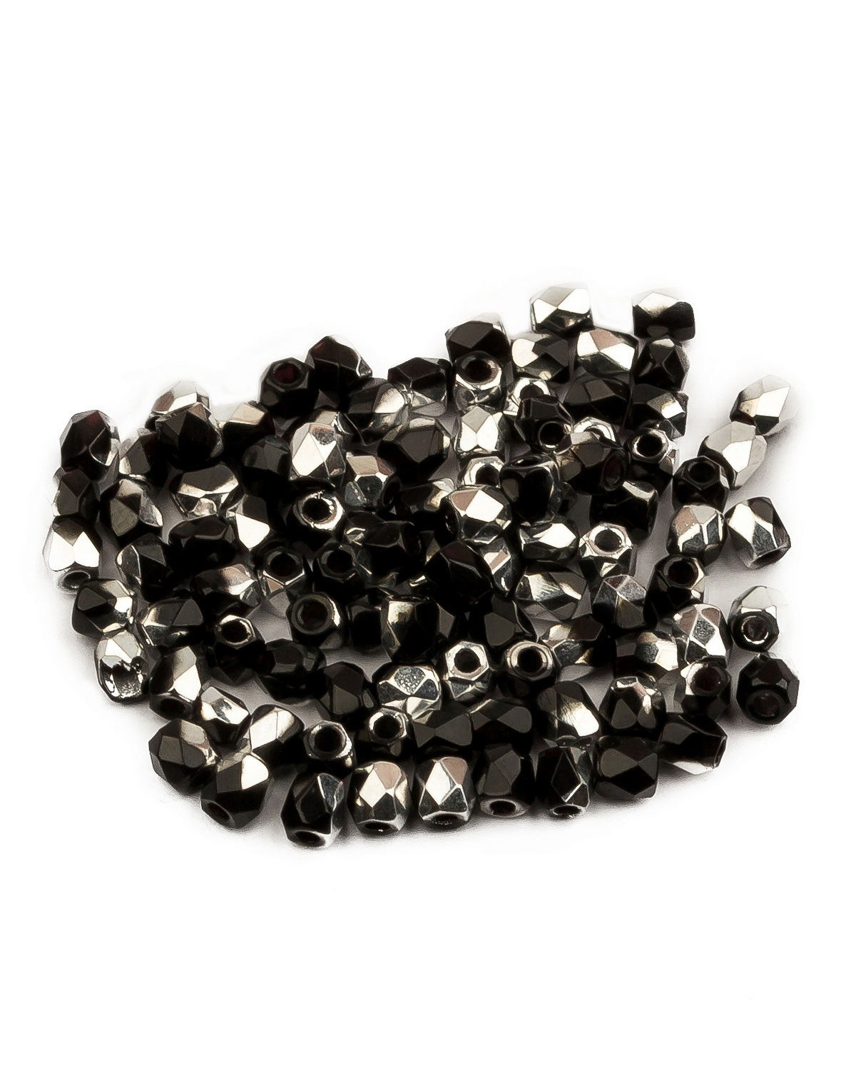 

Стеклянные чешские бусины Fire polished beads ганеные круглые 2 мм Jet Labrador 100шт, Черный, FP-2