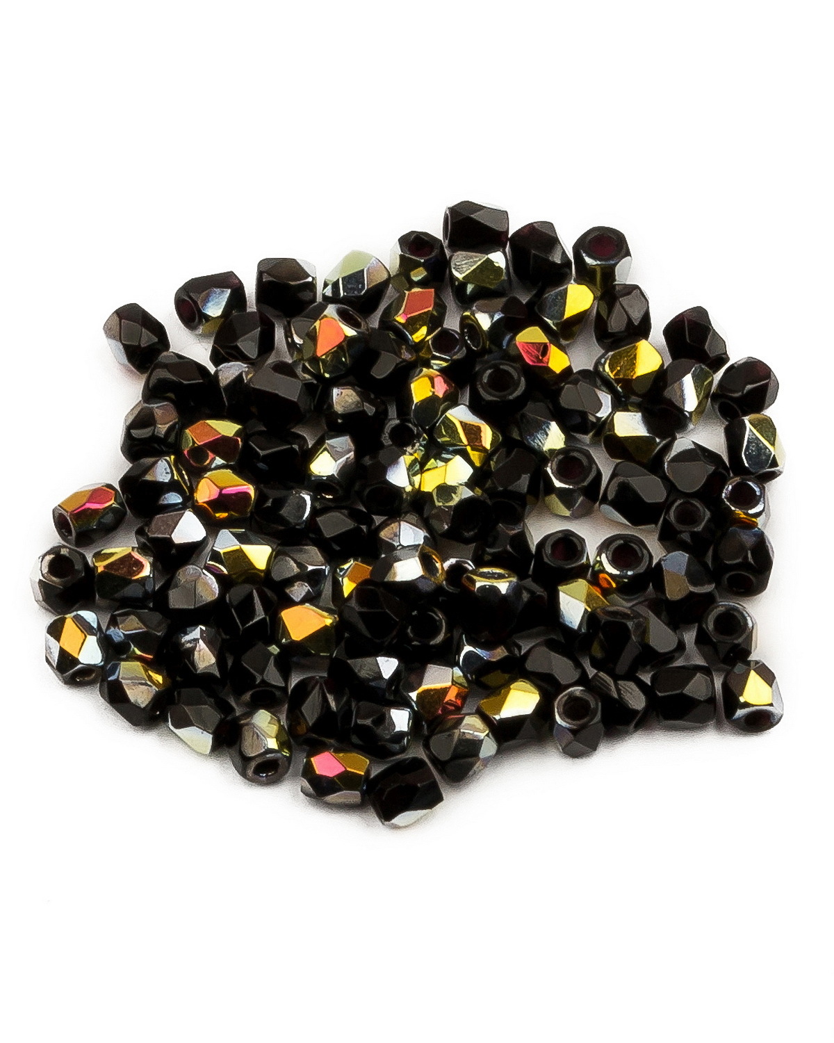 

Стеклянные чешские бусины Fire polished beads ганеные круглые 2 мм цвет Jet Marea 100шт, Черный, FP-2