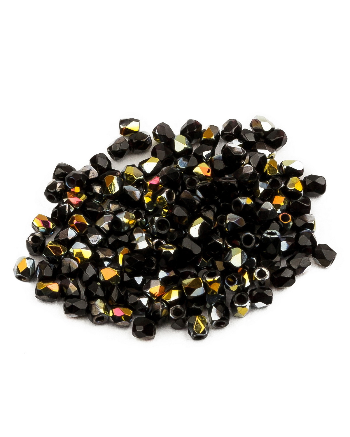 

Стеклянные чешские бусины Fire polished beads ганеные круглые 2 мм цвет Jet Marea 150шт, Черный, FP-2