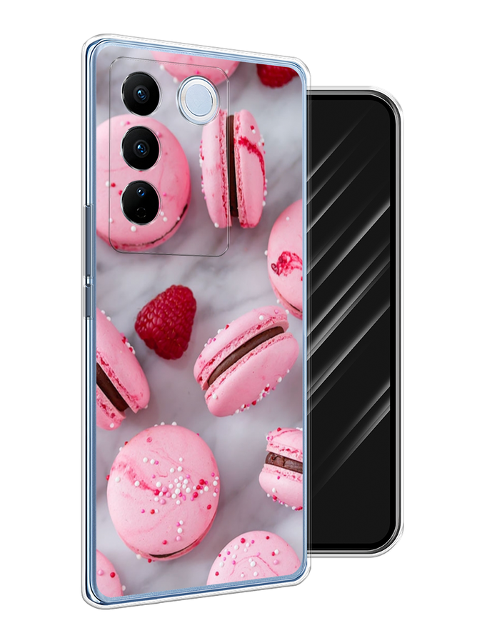

Чехол Awog на Vivo V27/V27 Pro "Макарони с малиной", Серый;розовый, 268550-10