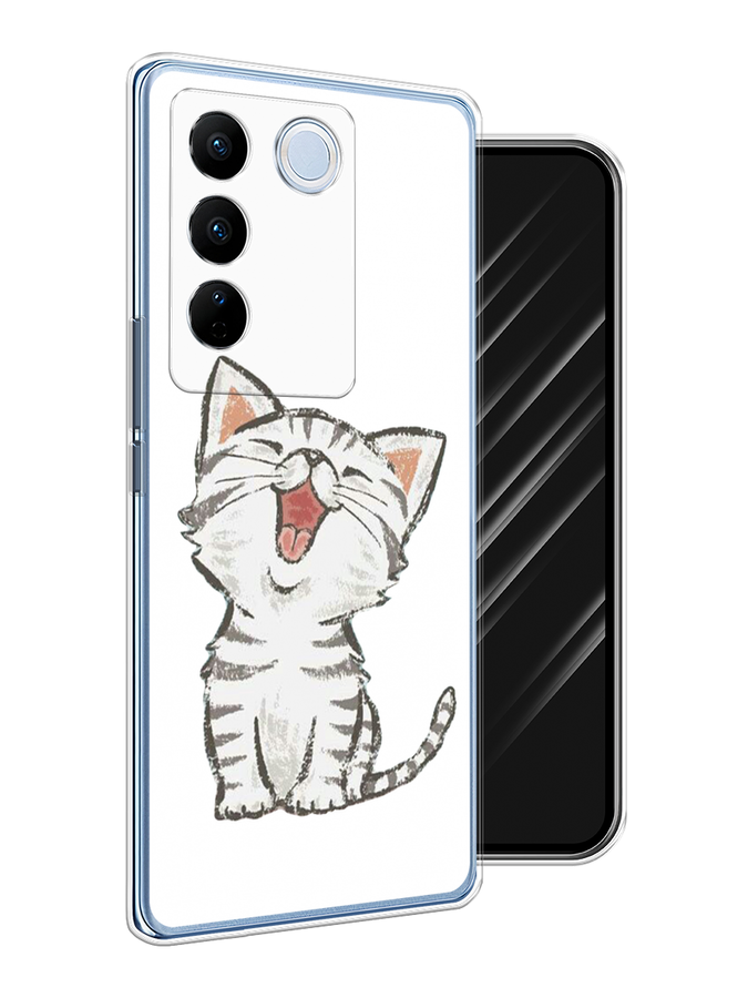 

Чехол Awog на Vivo V27/V27 Pro "Котенок рисованный", Серый;белый, 268550-1