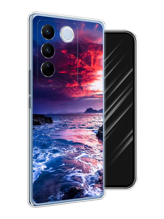 

Чехол Awog на Vivo V27/V27 Pro "Волны 1", Розовый;синий, 268550-4