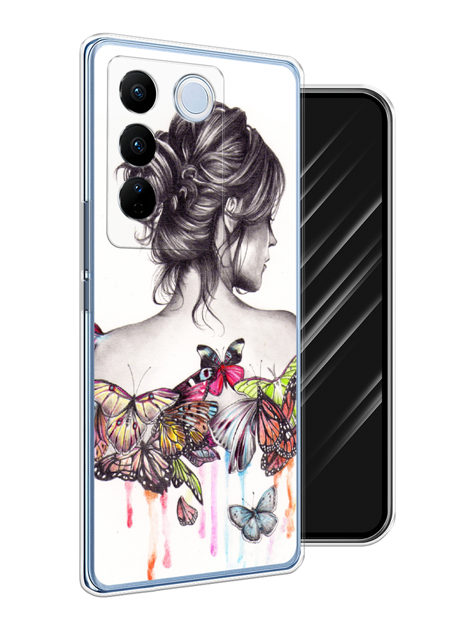 

Чехол Awog на Vivo V27/V27 Pro "Девушка с бабочками", Коричневый, 268550-10